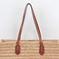 Sac fourre-tout carré grand format en coton tressé écologique, style bohème, pour femme, avec poche en PU, idéal pour les voyages