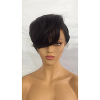 Perruque de cheveux humains coupe courte pas cher 13x4 dentelle frontale brésilienne vierge Remy cheveux courts Pixie bouclés pour les femmes noires perruques de cheveux