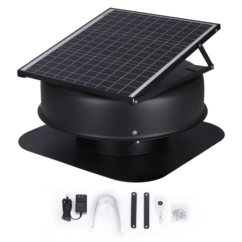 12.5'' DC HOUSE 30 Watt 1280 CFM Metal Shell Solar Vent With Brushless Moto weather resistance solar roof fan
