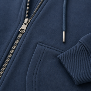 Sweat-shirt à capuche zippé en molleton bouclette 320 GSM pour homme, avec logo personnalisé, fermeture éclair métallique, vente en gros, OEM, ODM, marque privée, Bangladesh - Product Image 4