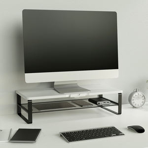 A la venta, soporte de Monitor de escritorio resistente de estilo Industrial de madera, soporte de Monitor de estudio de malla de hierro doble para ordenador portátil - Product Image 1