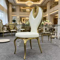 Chaise de salle à manger Luoweisen de luxe en acier inoxydable doré avec dossier ajouré, idéale pour mariages, banquets et événements en hôtels et restaurants