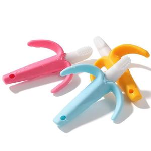 Spazzolino da denti per bambini massaggiagengive in Silicone per alimenti giocattolo lenitivo per la dentizione <span class=keywords><strong>a</strong></span> forma di bastoncino di Banana <span class=keywords><strong>a</strong></span> tre foglie - Product Image 4