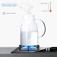 Carafe en verre grande capacité résistante à la chaleur avec poignée, couvercle en acier inoxydable de qualité alimentaire, compatible réfrigérateur, pour la maison