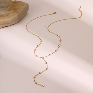 Collar de acero inoxidable con circonitas y flecos largos, estilo europeo y americano, con cadena en forma de Y, adecuado para todas las ocasiones. - Product Image 3