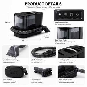 Nettoyeur vapeur portable multifonction TIK, alimenté par batterie, pour la maison et l'hôtel, nettoyage humide/sec des tissus, des canapés et des tapis - Product Image 3