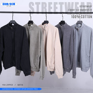 Sudadera de hombre vintage 100% algodón batik con cremallera YKK, cuello alto, técnica de lavado pesado, informal para invierno, digital - Product Image 3