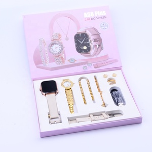 Set di Orologi per Coppie A58 Plus: <span class=keywords><strong>Smartwatch</strong></span> da Uomo + <span class=keywords><strong>Orologio</strong></span> al Quarzo di Lusso da Donna con Diamanti, Bracciale, Anello, Orecchini, Collana, Confezione Regalo A58 - Product Image 2