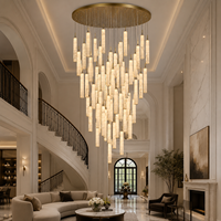 Lustre d'installation artistique en albâtre naturel de luxe, grande suspension pour hall d'hôtel, villa, escalier et hall d'entrée