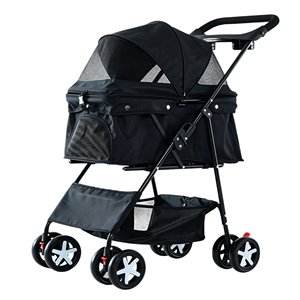 <span class=keywords><strong>Poussette</strong></span> de luxe <span class=keywords><strong>pour</strong></span> <span class=keywords><strong>petit</strong></span> <span class=keywords><strong>chien</strong></span>, design pliable et portable, tissu confortable, 4 roues et panier de rangement amovible - Product Image 1