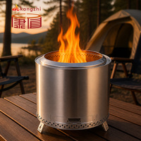 Brasero sans fumée en acier inoxydable pour bois, à combustion secondaire, portable pour camping extérieur avec cendrier extractible