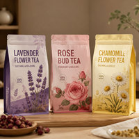 Sachets d'emballage personnalisés pour thé aux fleurs, pochettes à fond plat à huit soudures latérales, sacs refermables en Mylar pour café et thé, qualité alimentaire, vente en gros directe usine