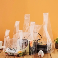 Sacs en PEHD YS personnalisés à motif dessin animé, étanches, avec poignée gilet et fermeture auto-adhésive, pour supermarché et plats à emporter