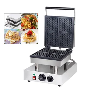 Electric Waffle Maker Machine 1750W, 4 Slice Nonstick Waffle Maker, Commercial Stainless Steel Square Waffle Maker