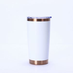 Gobelet isotherme de voyage en acier inoxydable de 20 oz avec revêtement laser plaqué or cuivré sous le dessus, idéal pour la gravure et la peinture en poudre - Product Image 2