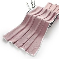 Mimixiong Nuevo Estilo 100% Algodón Color Sólido Borde de Concha Tejido a Crochet Manta Envolvente para Bebé Recién Nacido Certificado OEKO-TEX 200TC