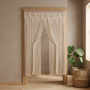 Cortina de Pared Rectangular de Macramé de Algodón Estilo Bohemio, Decoración Tejida a Mano con Borlas para Sala de Estar, Dormitorio, Todas las Estaciones - Product Image 3