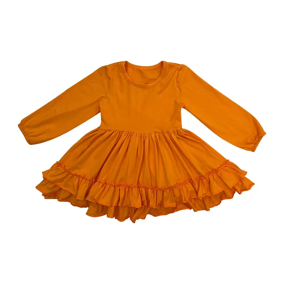 QingLi Vestido Boutique Baby kleidung Solides langes ärmelloses Mädchen kleid