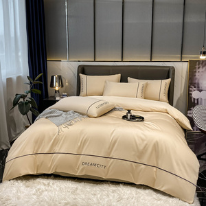 Thiết kế mới thêu bedcover tấm <span class=keywords><strong>bedding</strong></span> Set cotton rắn <span class=keywords><strong>Comforter</strong></span> bìa với in mẫu gối bao gồm - Product Image 4