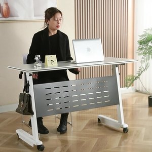 Hiện đại Modular văn phòng bằng gỗ Bảng với lưu trữ & kệ nghiên cứu Bàn kệ sách tùy chỉnh màu sắc MDF + kim loại xây dựng - Product Image 5