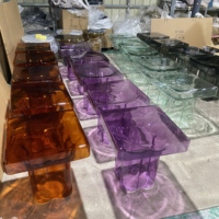 Table basse de style nordique pour le salon - Table d'appoint en verre créative, table basse en verre ambré populaire