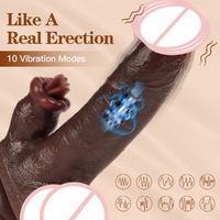 Juguete Sexual Realista de Silicona de 7.67 Pulgadas, Color Marrón Oscuro, con Calefacción y Múltiples Niveles de Vibración para la Masturbación Femenina