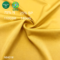 Tissu jersey en nylon recyclé et élasthanne certifié OEKO-TEX 100 GRS, 110 GSM, 140 cm, brossé, respirant, double face, pour lingerie