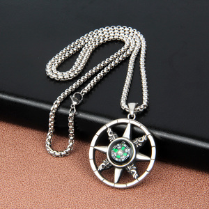 Personalized Male Accessory Wilderness Adventure Travel <strong>Compass</strong> Necklace with 316L Stainless Steel Pendant and Link <strong>Chain</strong> - Product Image 4
