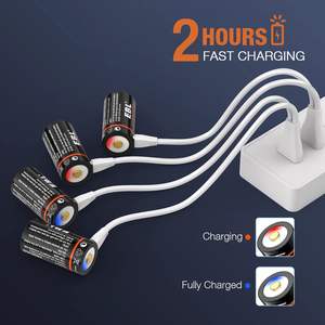 EBL 3V Lithium Ion Battery Pack 4 Pack 800mAh 16J USB <b>Rechargeable</b> Camera and <b>Flashlight</b> Batteries 123 Micro USB Replacement - Product Image 4