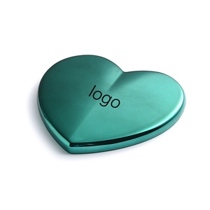 Wholesale Heart Shape Green Engraved Laser Metal Pocket <b>Compact</b> Makeup Handbag <b>Mirrors</b> - Product Image 4