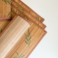 Set de table et chemin de table imprimés feuilles de bambou, tapis de table tissé, décoration de table à thé, vente en gros OEM, set de table en bambou