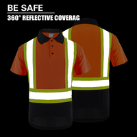 Polo de sécurité haute visibilité personnalisé OEM ANSI Classe 2 avec bande réfléchissante, col contrastant, uniforme de travail en polyester