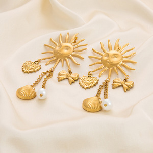 Boucles d'oreilles chandelier œil porte-bonheur Sun Bow, plaqué or 18 carats, alliage de zinc, origine Yiwu, bijoux de mode pour femme, EH11121 - Product Image 2