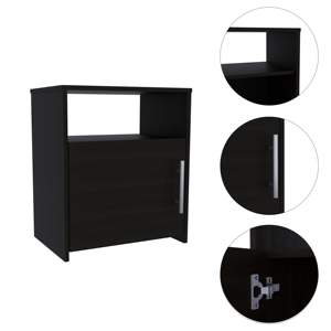 DB Black Wengue 1-Shelf Nightstand Modern Antique <b>Side</b> <b>Table</b> for <b>Bedroom</b> Apartment or Hospital Use - Product Image 3