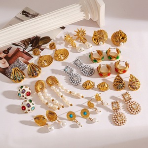 Pendientes Geométricos Retro Europeos Americanos, Chapados en Oro, Forma de Concha, Aleación de Zinc, Joyería de Moda - Product Image 4