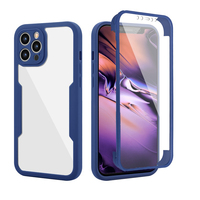 Coque de téléphone hybride TPU PC transparente à protection intégrale double face 360° pour iPhone 12 13, vente en gros