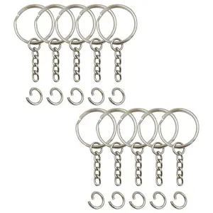 High Quality Silver Color Metal Split Key Chain Parts Chain Open Key Ring