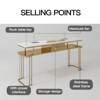 Ensemble table et chaise de manucure Turri Modern avec structure en poutre de roche, mobilier de salon personnalisable pour usage commercial