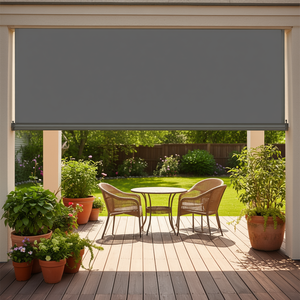 Tenda Laterale Retrattile in Alluminio 63 x 118 Pollici Grigia, Parasole da Patio, Schermo per Privacy Esterno, Divisorio Pieghevole - Product Image 2