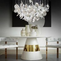 Lustre en céramique blanc et or moderne personnalisé FireLux pour villa, escalier, salon, décoration, lampes suspendues