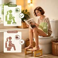 Tabouret de toilette en bambou de 7 pouces pour adulte, tabourets pliables pour la salle de bain, tabouret pour la défécation avec bande antidérapante