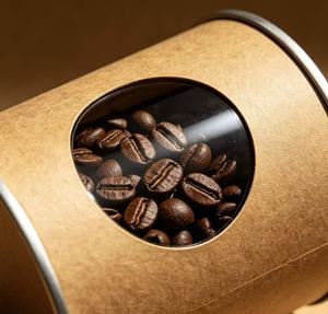 Custom Logo Cylindrical <b>Paper</b> Tube with Window for Coffee Beans, Craft <b>Paper</b> <b>Packaging</b>, Gold Foil Printing, Recyclable Design - Product Image 2