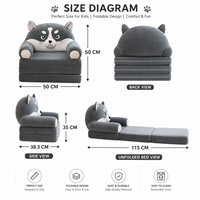 Canapé-lit pliable en peluche pour enfants 2 en 1, convertible, canapé paresseux à motif de dessin animé, housse lavable, canapé en mousse pour enfants, pour chambre d'enfant, salon