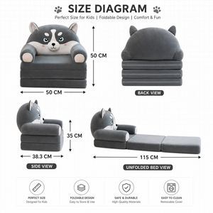 Canapé-lit pliable en peluche pour enfants <span class=keywords><strong>2</strong></span> en 1, convertible, canapé paresseux à motif de dessin animé, housse lavable, canapé en mousse pour enfants, pour chambre d'enfant, salon - Product Image 2