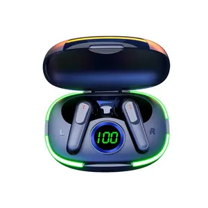 BT5.3 TWS Earphone Bluetooth nirkabel, Headset Bluetooth olahraga tampilan LED tahan air
