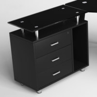 Bureau de travail moderne en verre multicolore en forme de L pour manager 2025 - Mobilier commercial multifonctionnel