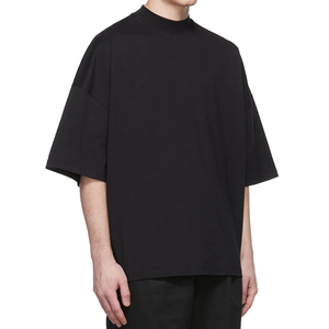 New Fashion Mock Neck Plain Blank T Shirts Men's <b>Drop</b> Shoulder Plus Size Tshirt Wholesale 100 Cotton Oversize <b>Box</b> Tee Shirt Men - Product Image 2