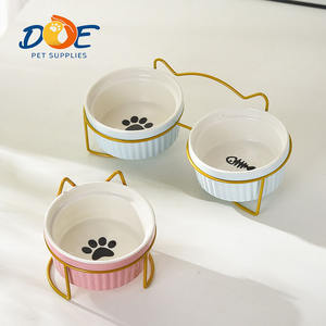 Mangkuk Makanan dan Minum Kucing Tinggi Grosir dari Doe Pet Factory untuk Kucing Indoor dan Anjing Kecil dengan Penyangga Logam, Tempat Makan Anjing dan Kucing - Product Image 1