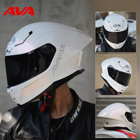 Casque de moto intégral en fibre composite certifié 3C AVA Titanium Lightning pour hommes et femmes, hiver, course, anti-buée, toutes saisons