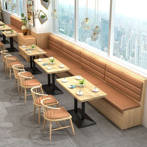 Divanetto a Doppia Facciata con Rivestimento in Tessuto, Tavolo e Sedie per Caffetteria, Ristorante, Arredamento per Zone Salotto - Product Image 2